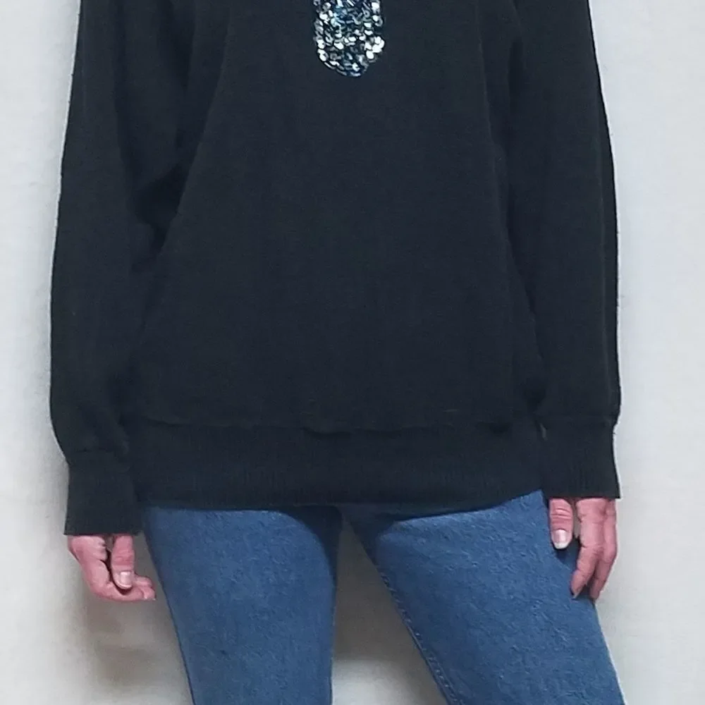 VINTAGE 80s Accent For You Sequin Black Sweater